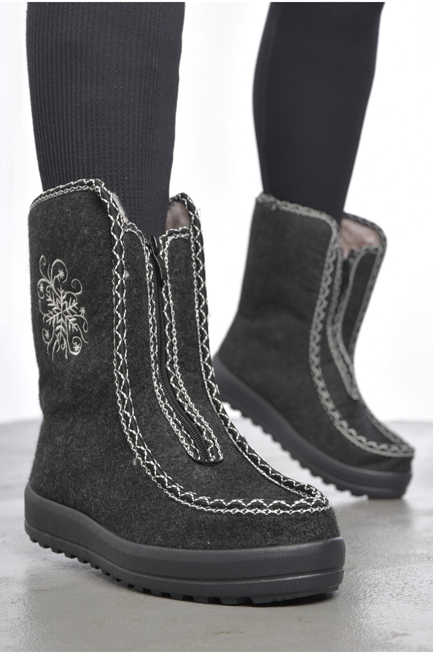 Бурки женские на меху черно-серого цвета 21 187723
