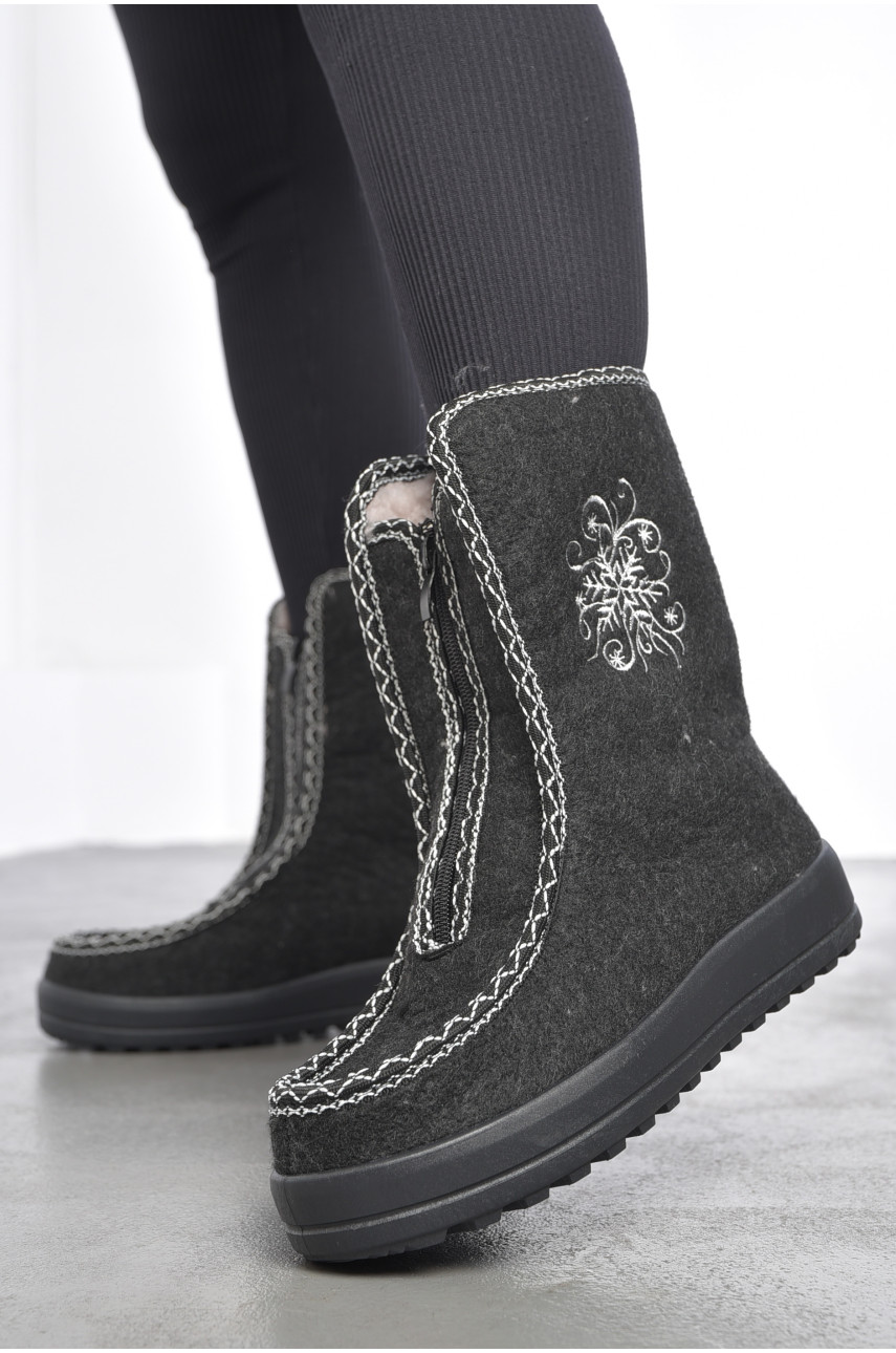 Бурки женские на меху черно-серого цвета 21 187723