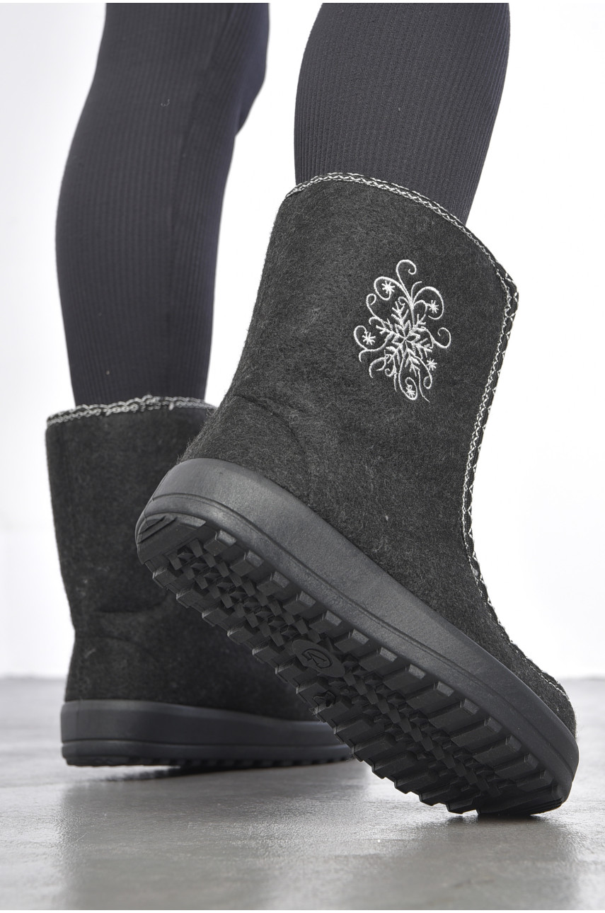 Бурки женские на меху черно-серого цвета 21 187723