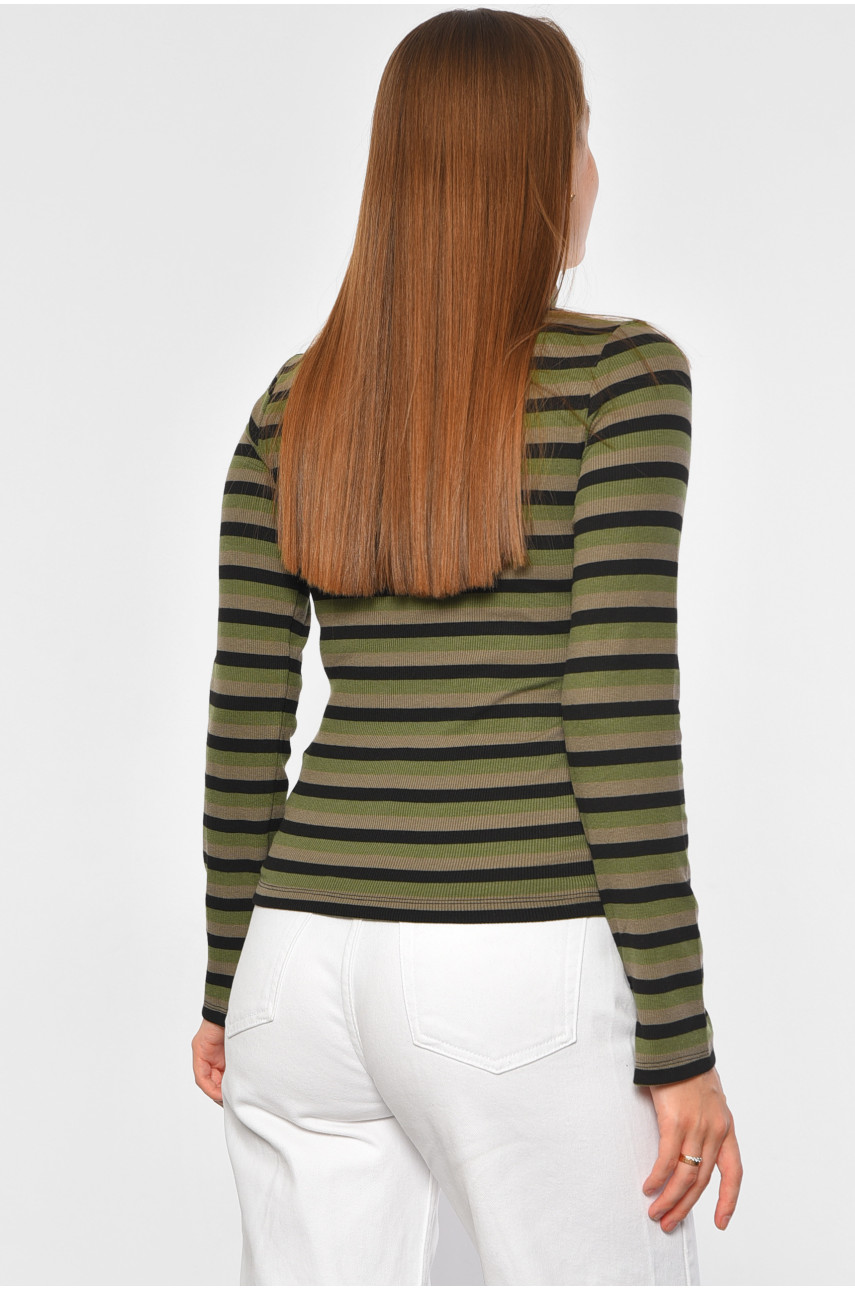 Гольф женский в полоску цвета хаки 187769 Гольф женский в полоску цвета хаки 187769