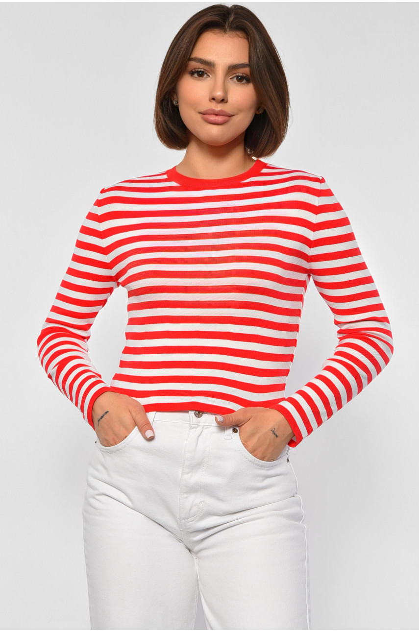 Кофта женская трикотажная в плоску красного цвета 151020 187772 Кофта женская трикотажная в плоску красного цвета 151020 187772