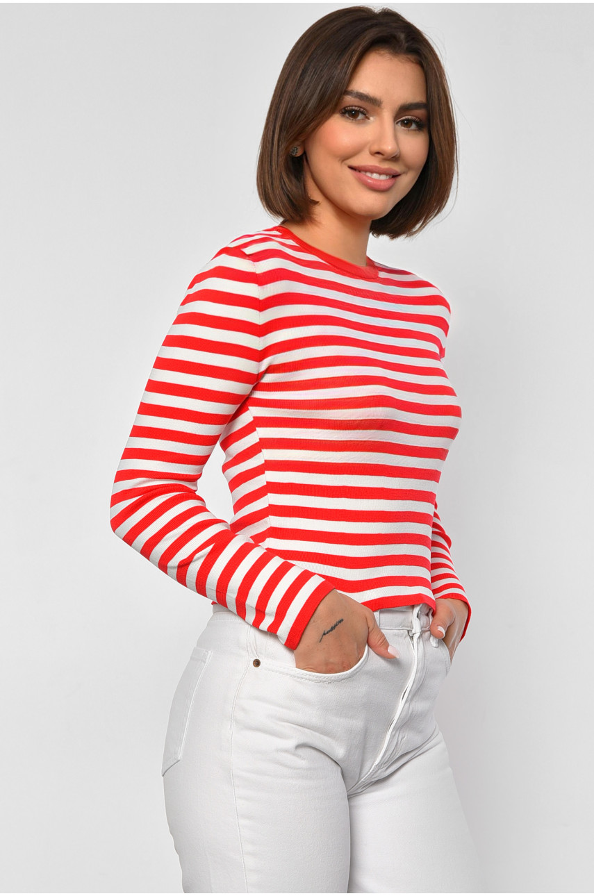 Кофта женская трикотажная в плоску красного цвета 151020 187772 Кофта женская трикотажная в плоску красного цвета 151020 187772