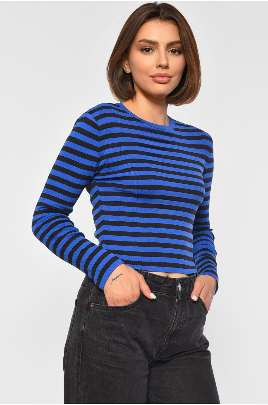 Кофта жіноча трикотажна в смужку синього кольору 151020 187776 Кофта жіноча трикотажна в смужку синього кольору 151020 187776