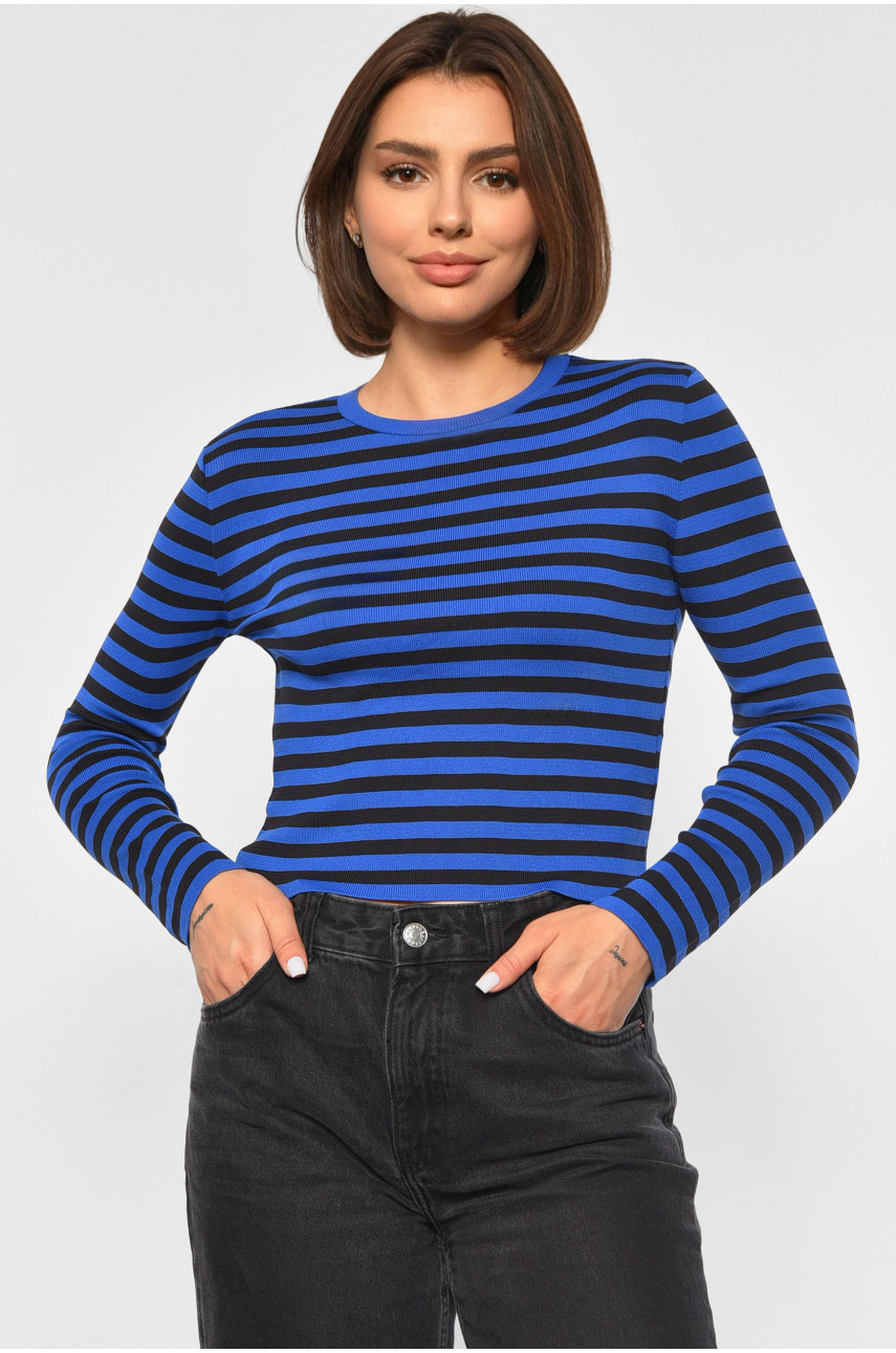 Кофта жіноча трикотажна в смужку синього кольору 151020 187776 Кофта жіноча трикотажна в смужку синього кольору 151020 187776
