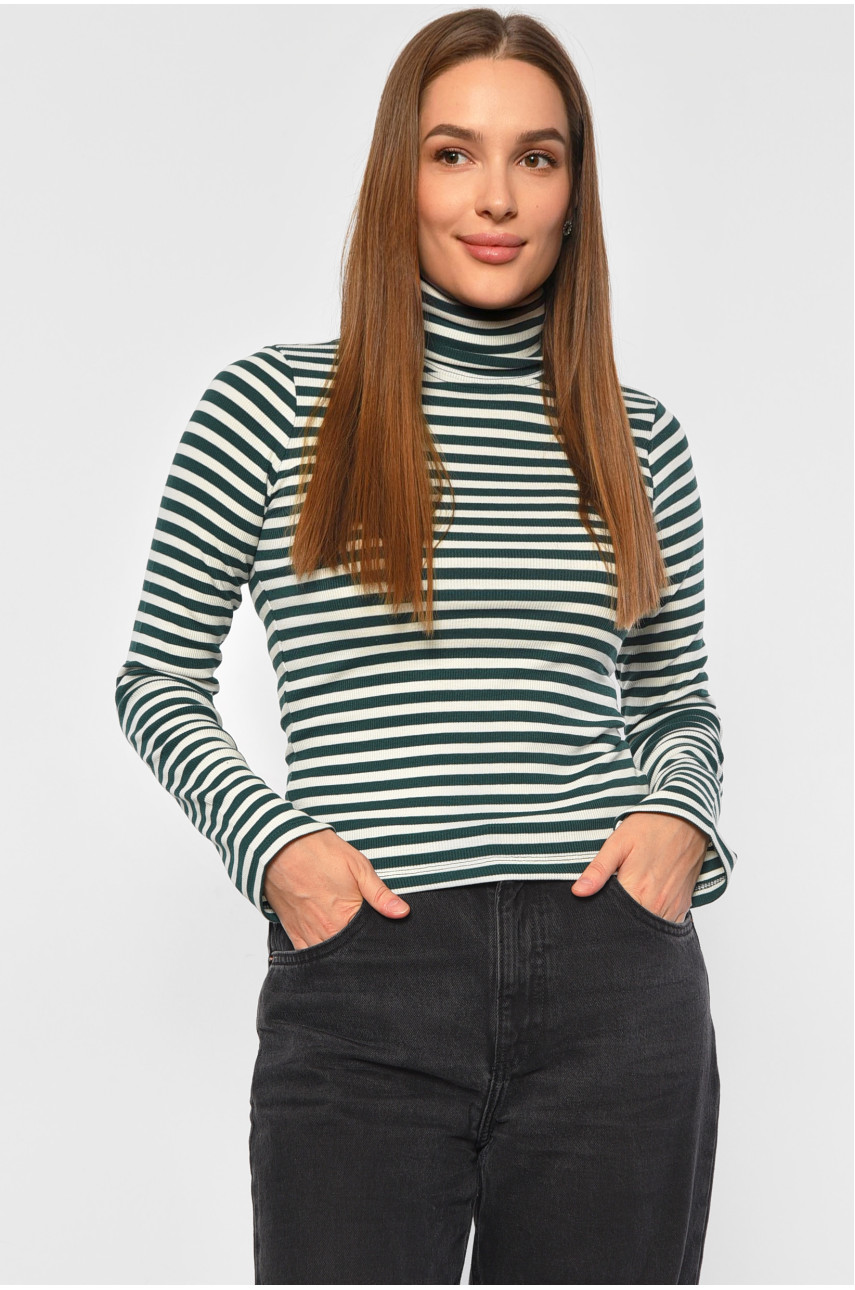 Гольф женский в полоску зеленого цвета 187778