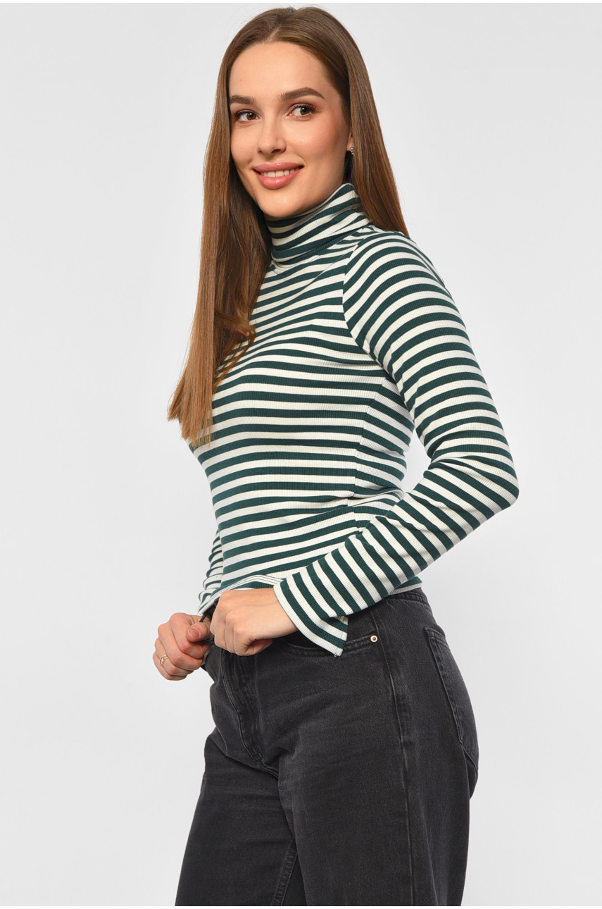 Гольф женский в полоску зеленого цвета 187778