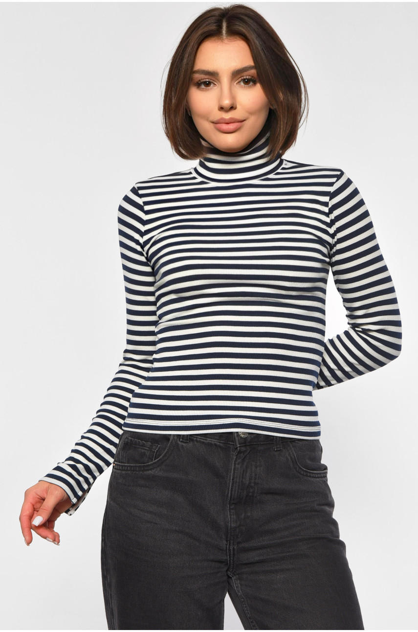 Гольф женский в полоску синього цвета 187779 Гольф женский в полоску синього цвета 187779