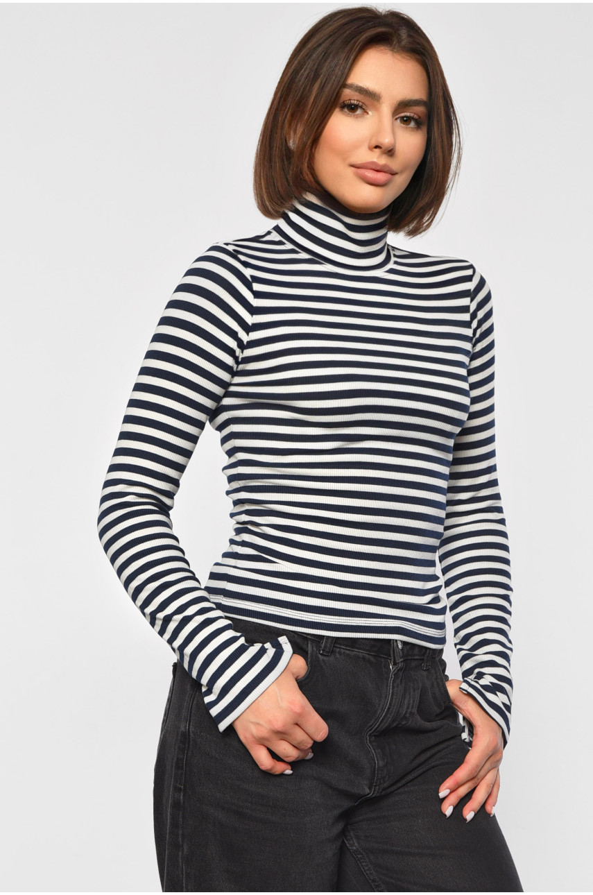 Гольф женский в полоску синього цвета 187779 Гольф женский в полоску синього цвета 187779