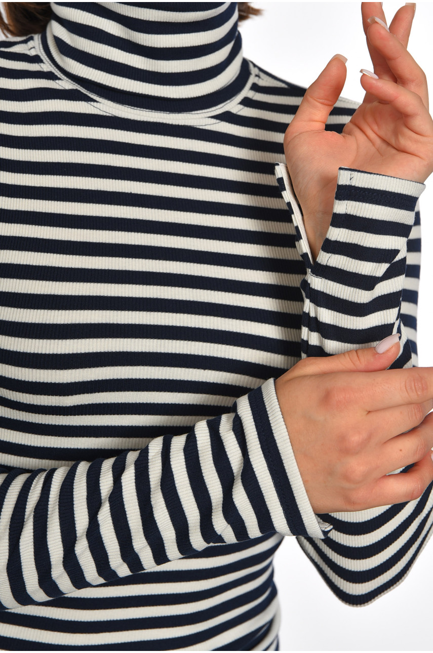 Гольф женский в полоску синього цвета 187779 Гольф женский в полоску синього цвета 187779