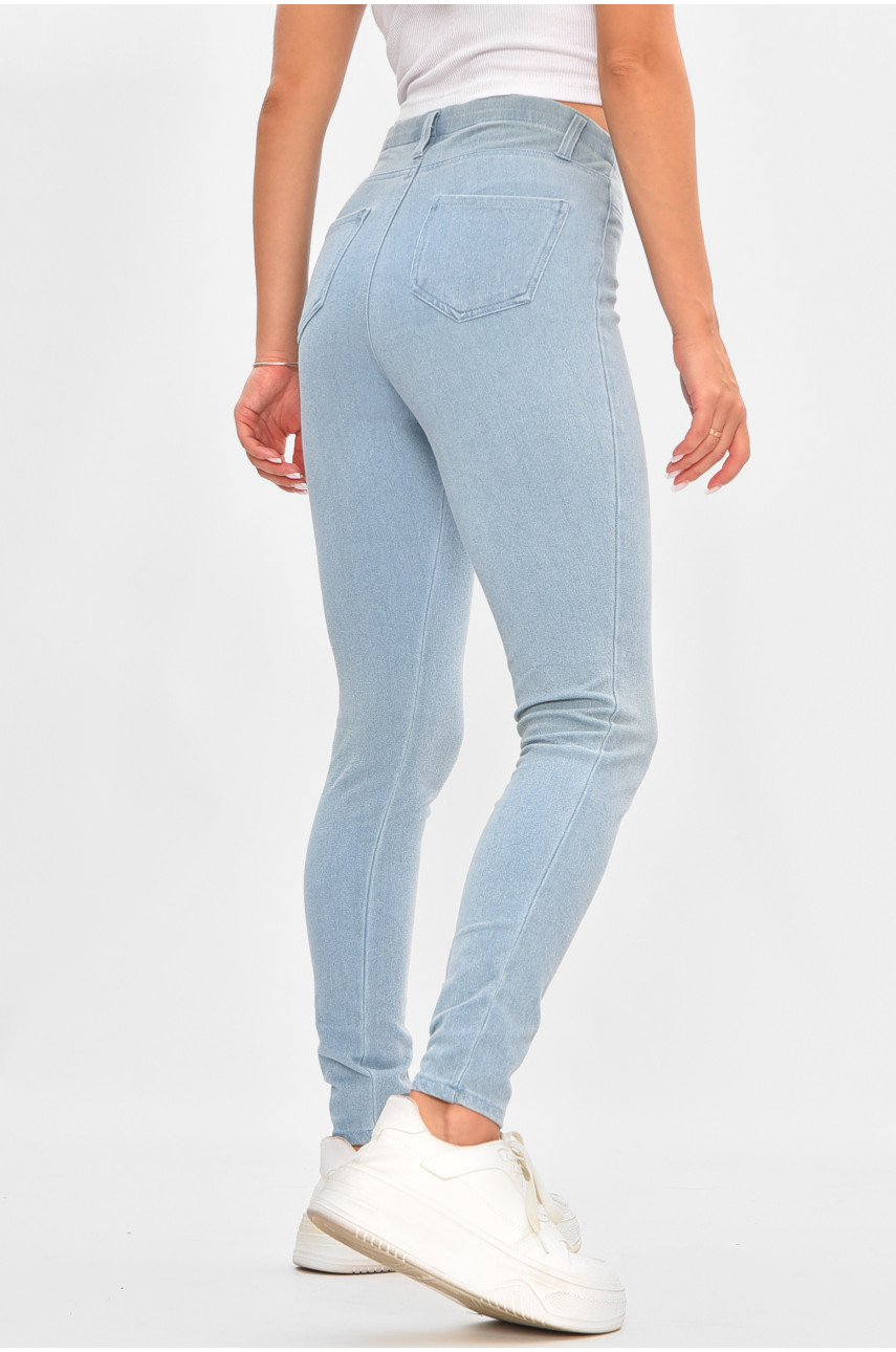 Джегінси жіночі однотонні блакитного кольору 16740LD 187796