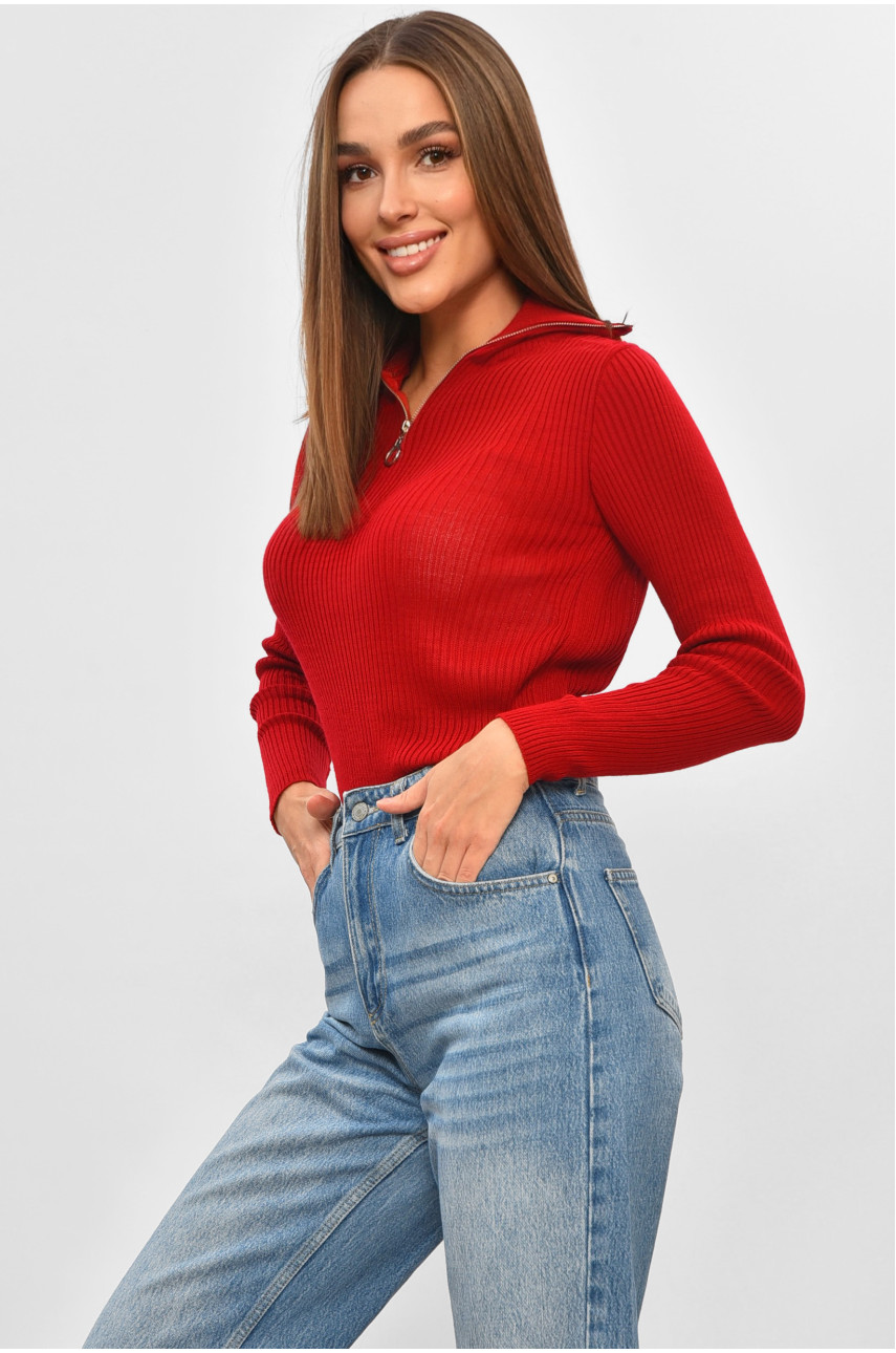 Гольф женский однотонный красного цвета 4653 187891