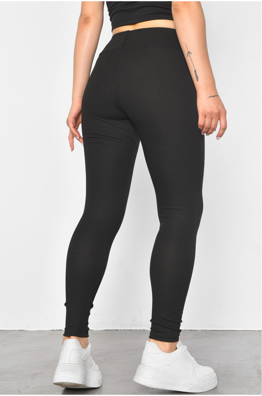 Лосини жіночі в рубчик чорного кольору КТ2930 187945