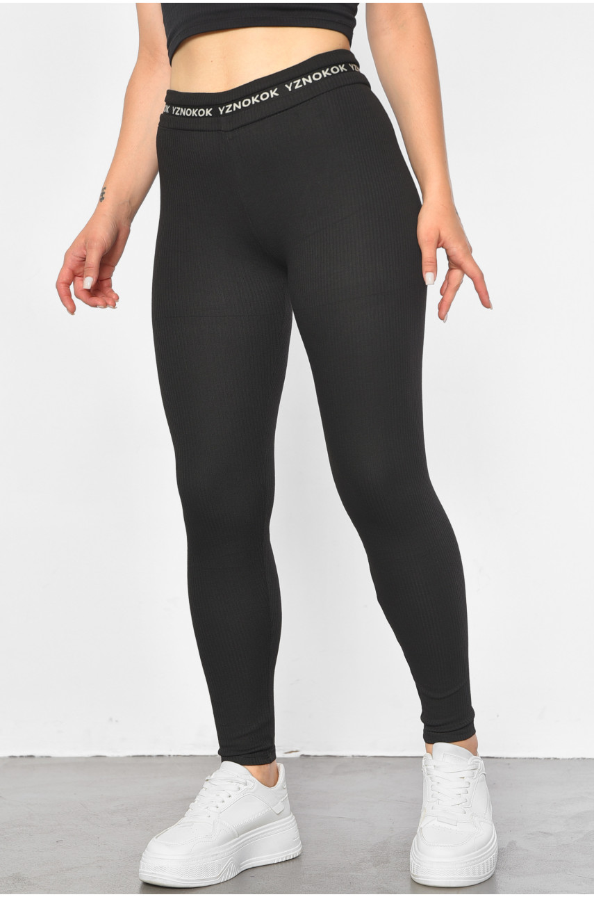 Лосини жіночі в рубчик чорного кольору КТ2933 187949