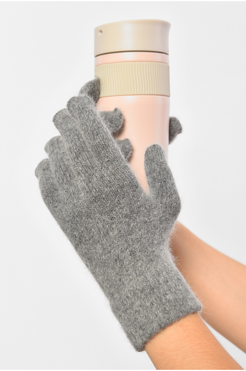 Рукавички жіночі ангора сірого кольору 7266 188005