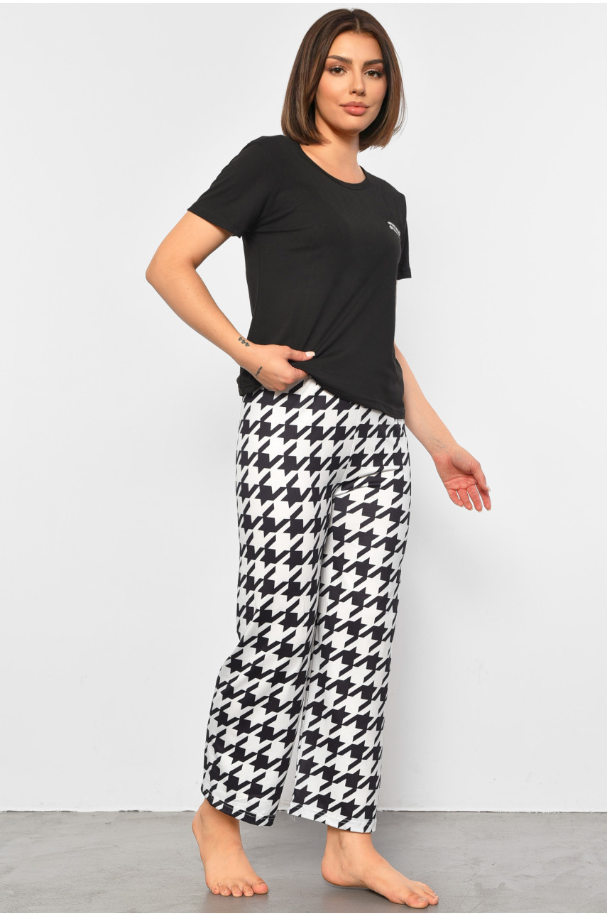 Піжама жіноча чорно-білого кольору з написом 500016 188041