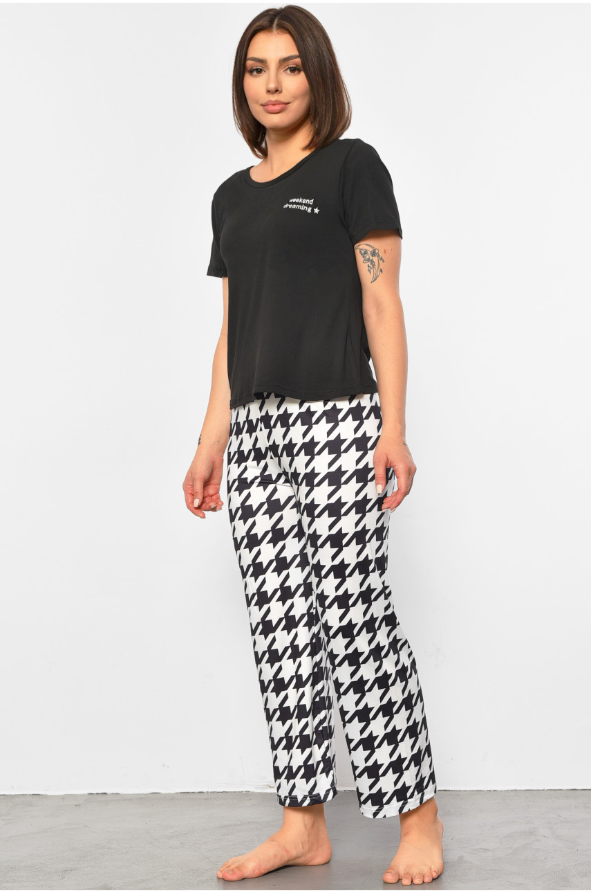 Піжама жіноча чорно-білого кольору з написом 500016 188041