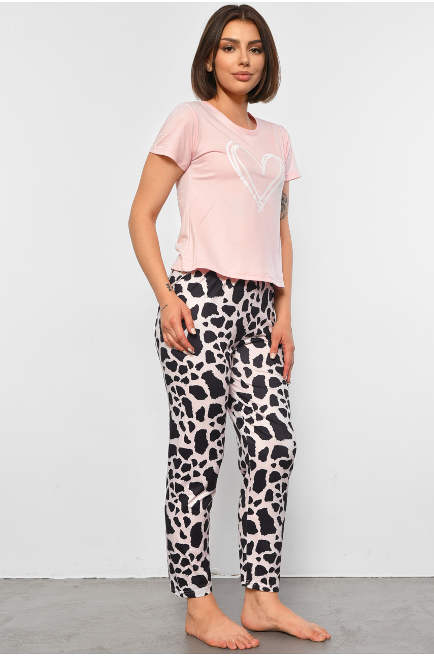 Піжама жіноча персикового кольору з сердечком 3082 188042