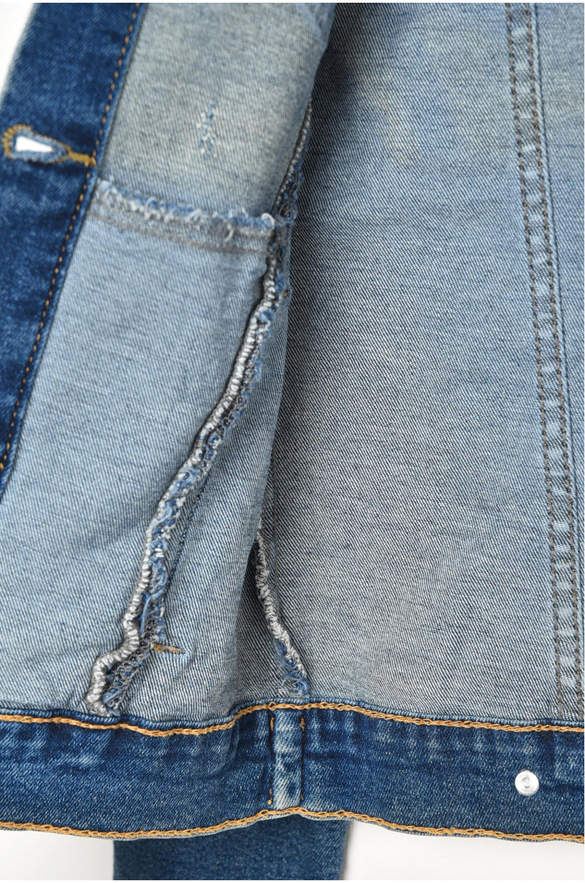 Джинсовка детская для девочки синего цвета 188050 Джинсовка детская для девочки синего цвета 188050