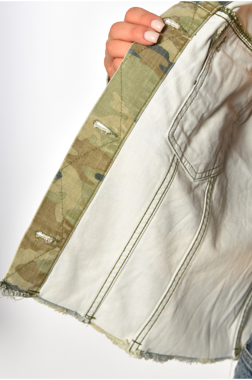 Джинсівка жіноча камуфляжна кольору хакі 188071