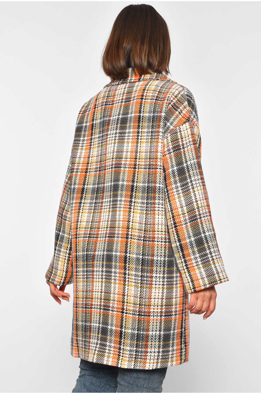 Пальто жіноче молочного кольору в клітину 188082