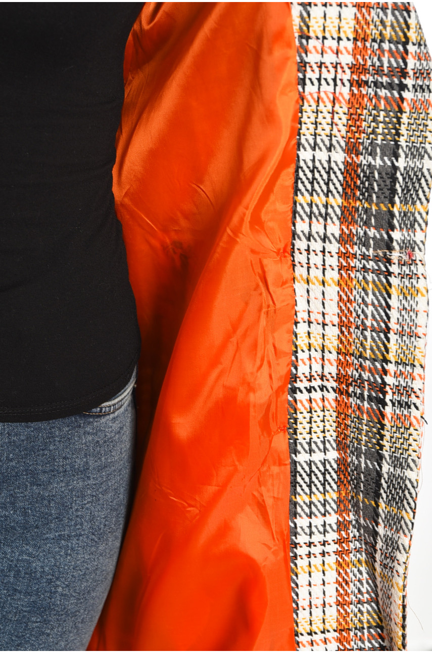 Пальто жіноче молочного кольору в клітину 188082