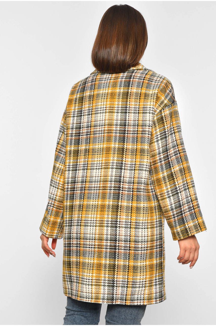 Пальто жіноче молочного кольору в клітину 188084