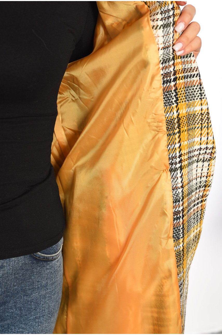 Пальто жіноче молочного кольору в клітину 188084