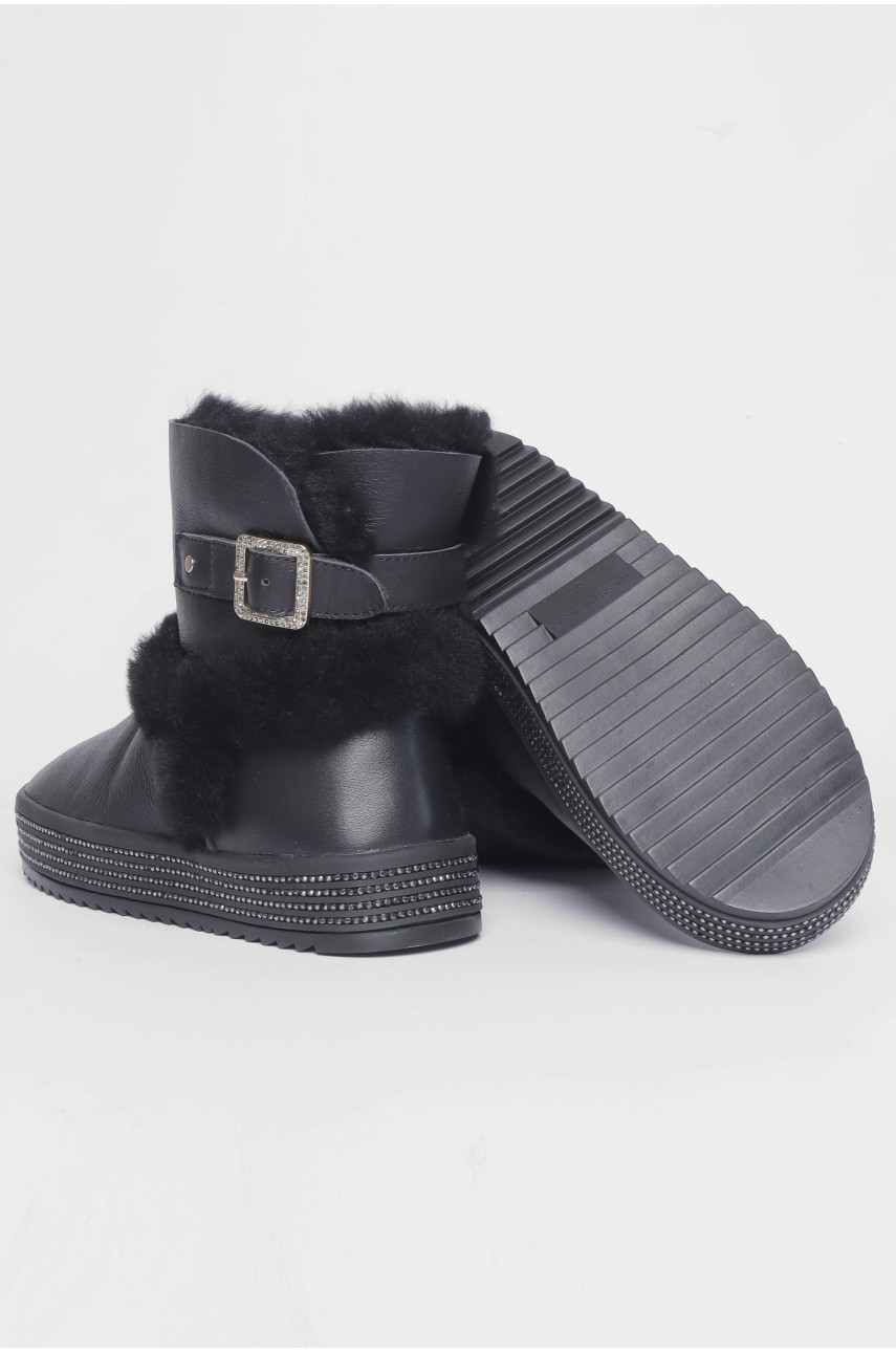 Угги женские черного цвета на меху со стразам 5125 188101