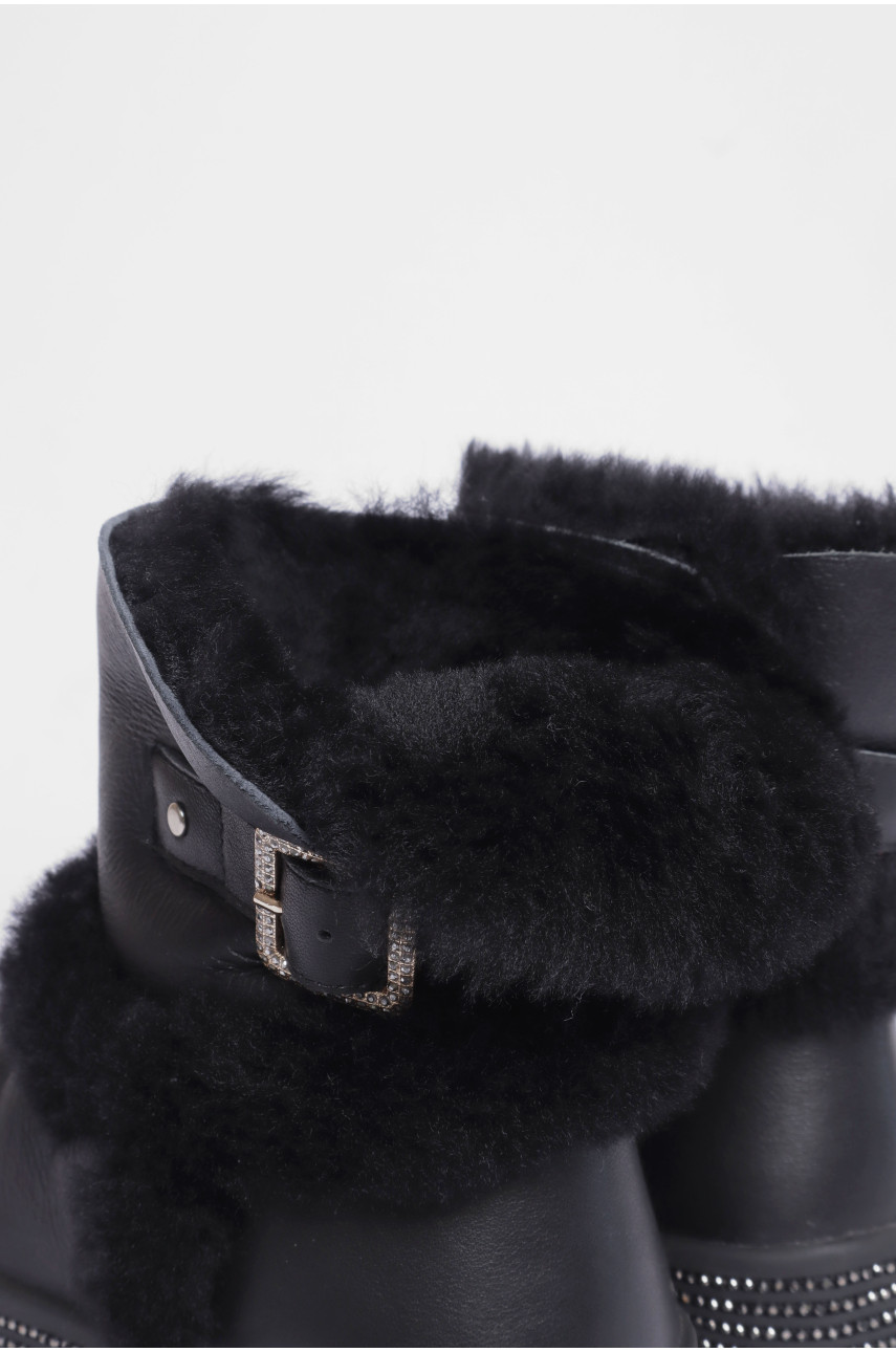 Угги женские черного цвета на меху со стразам 5125 188101