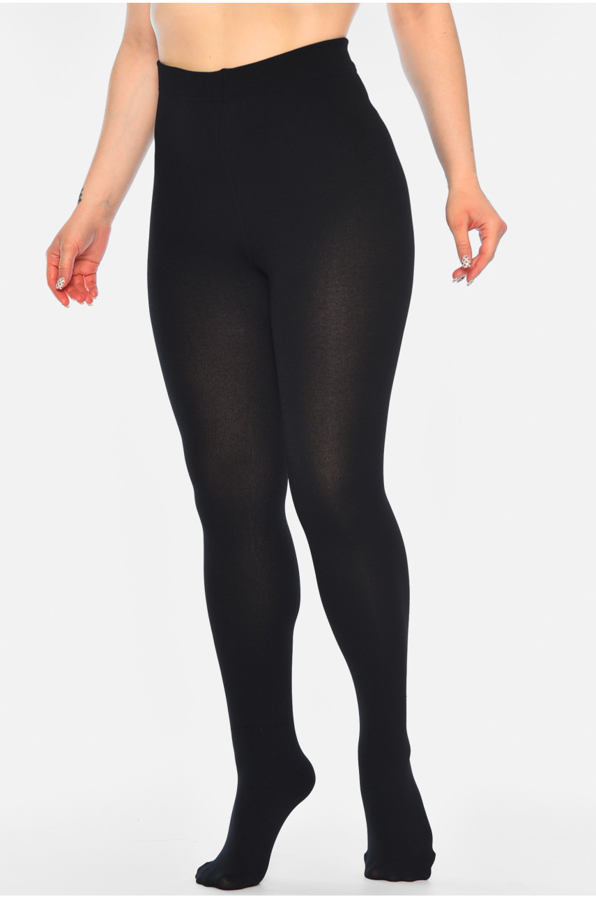 Колготи жіночі напівбатальні на флісі чорного кольору розмір 6XL 887+ 188103