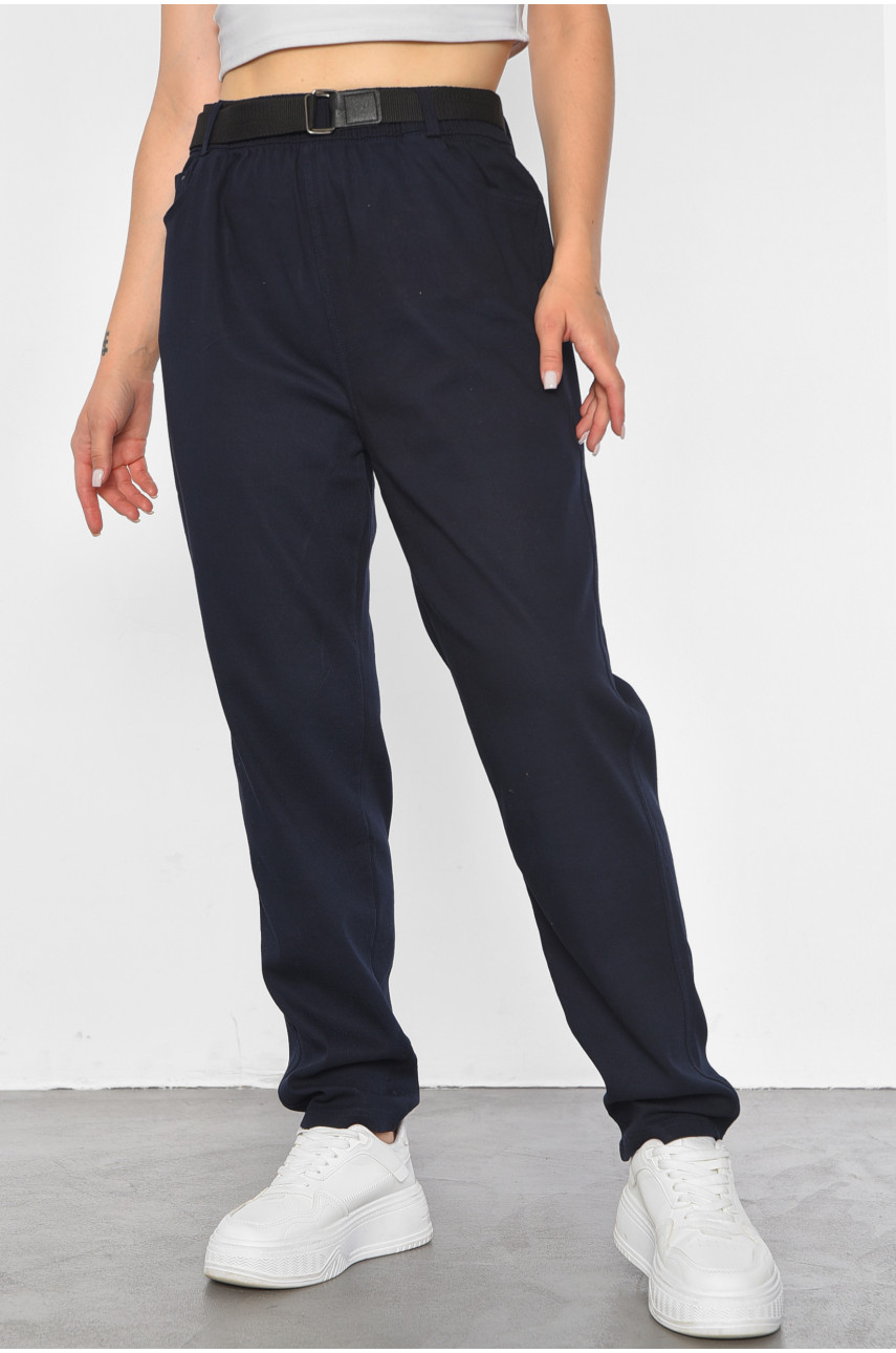 Штаны женские однотонные прямые темно-синего цвета 542 188109
