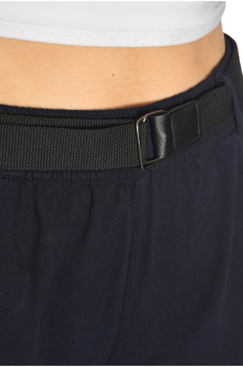 Штаны женские однотонные прямые темно-синего цвета 542 188109