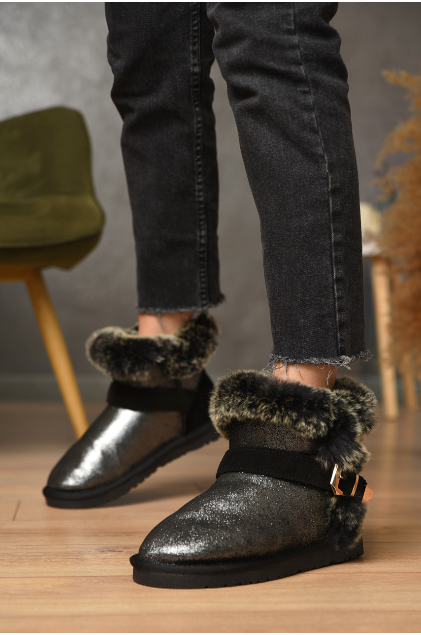 Угги женские искусственная замша серого цвета на меху 5117 188123