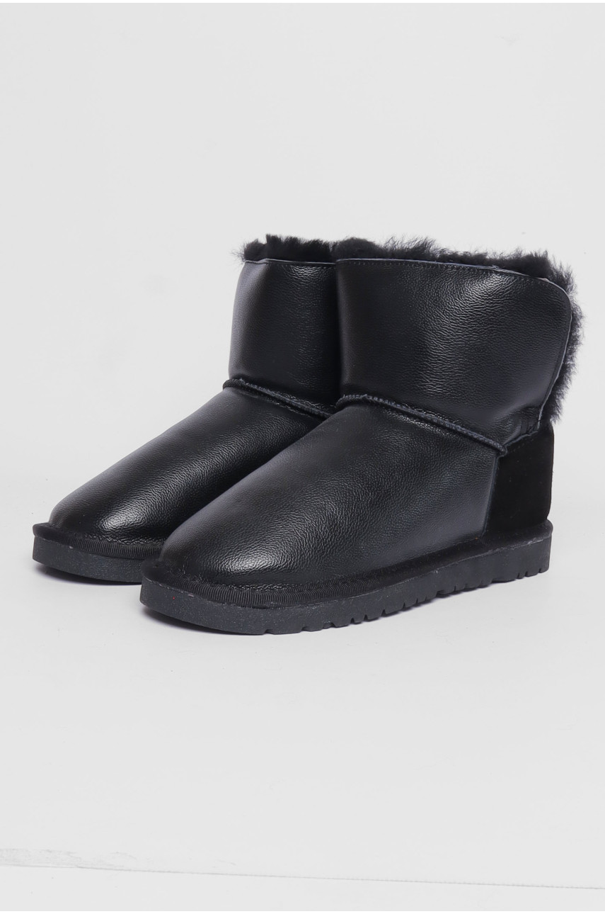 Уггі жіночі штучна шкіра чорного кольору на хутрі 5114 188131