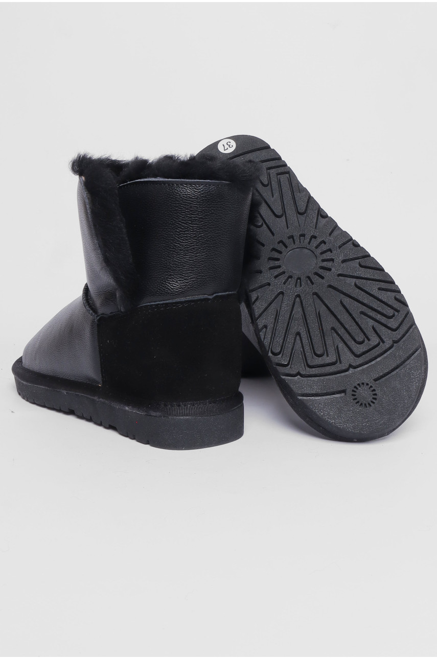 Уггі жіночі штучна шкіра чорного кольору на хутрі 5114 188131