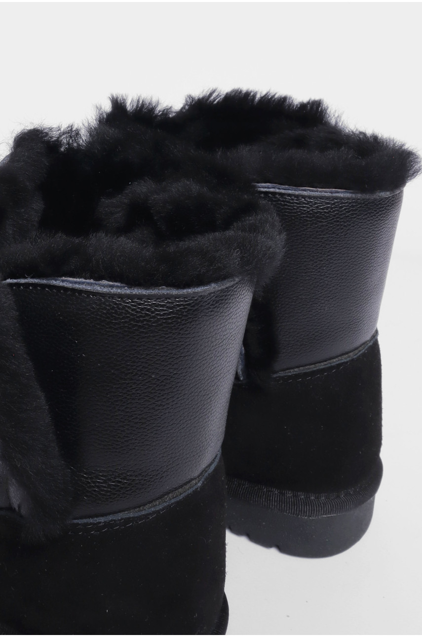 Уггі жіночі штучна шкіра чорного кольору на хутрі 5114 188131