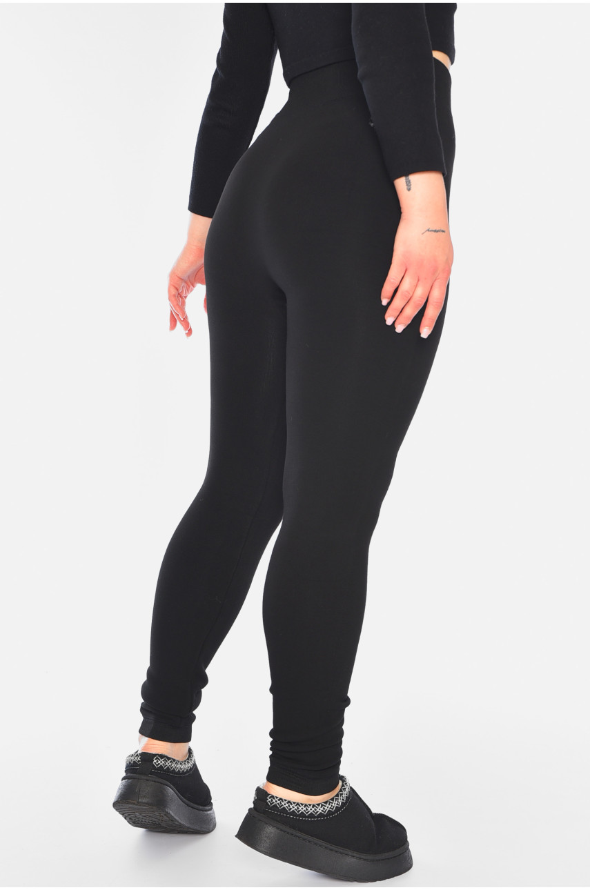 Лосини жіночі на хутрі безшовні чорного кольору 801 188138