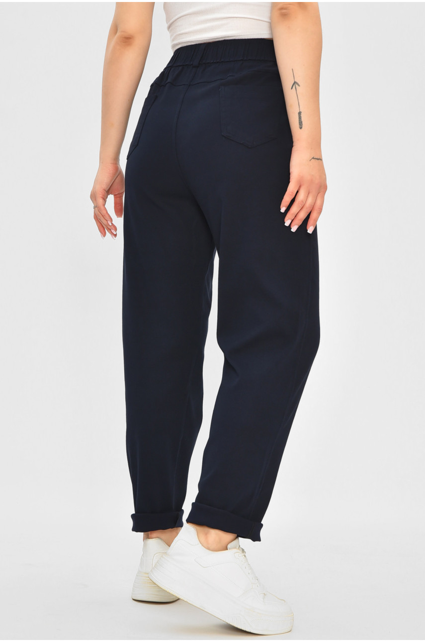 Штаны женские однотонные прямые темно-синего цвета 541 188146