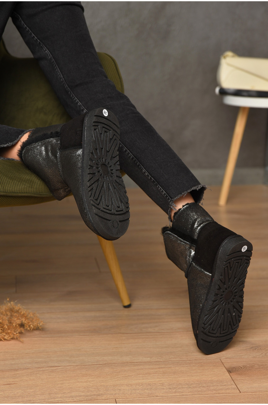 Угги женские искусственная замша черного цвета на меху 5114-1 188154
