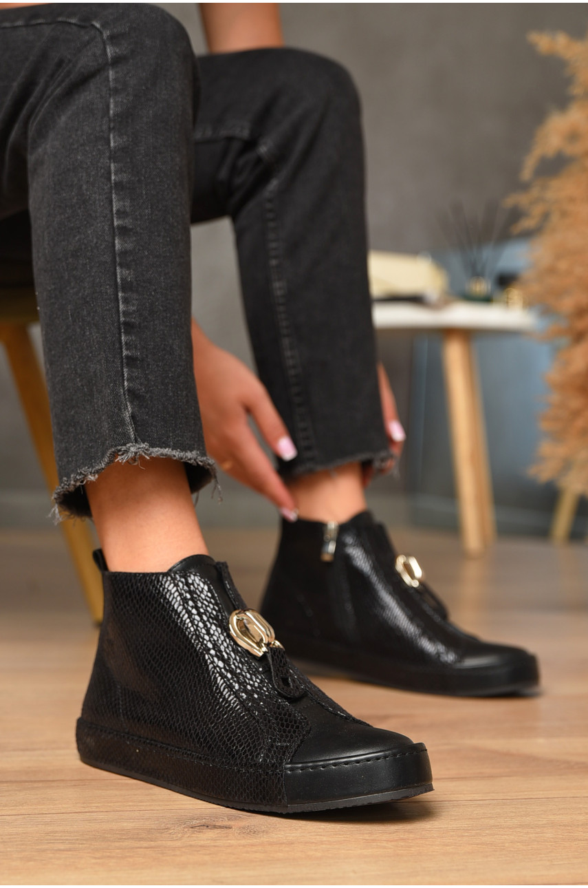 Ботинки женские демисезонные черного цвета на молнии 4552 188171