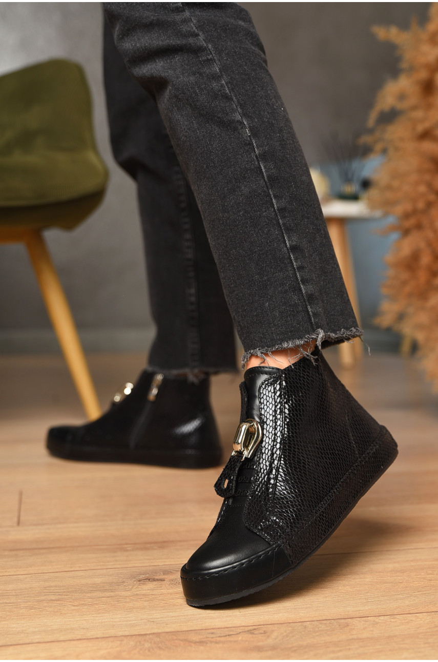 Ботинки женские демисезонные черного цвета на молнии 4552 188171