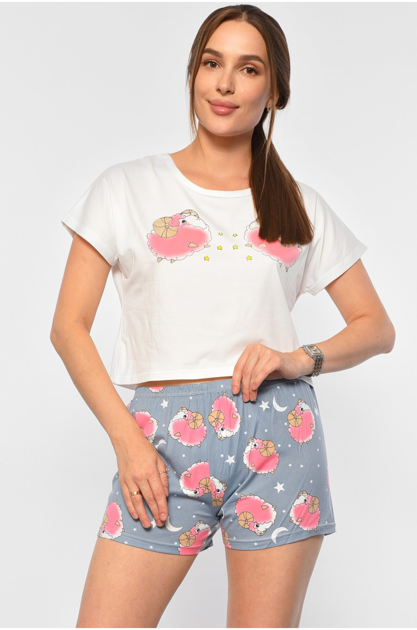 Піжама жіноча біло-сірого кольору з принтом 19009,59 188193