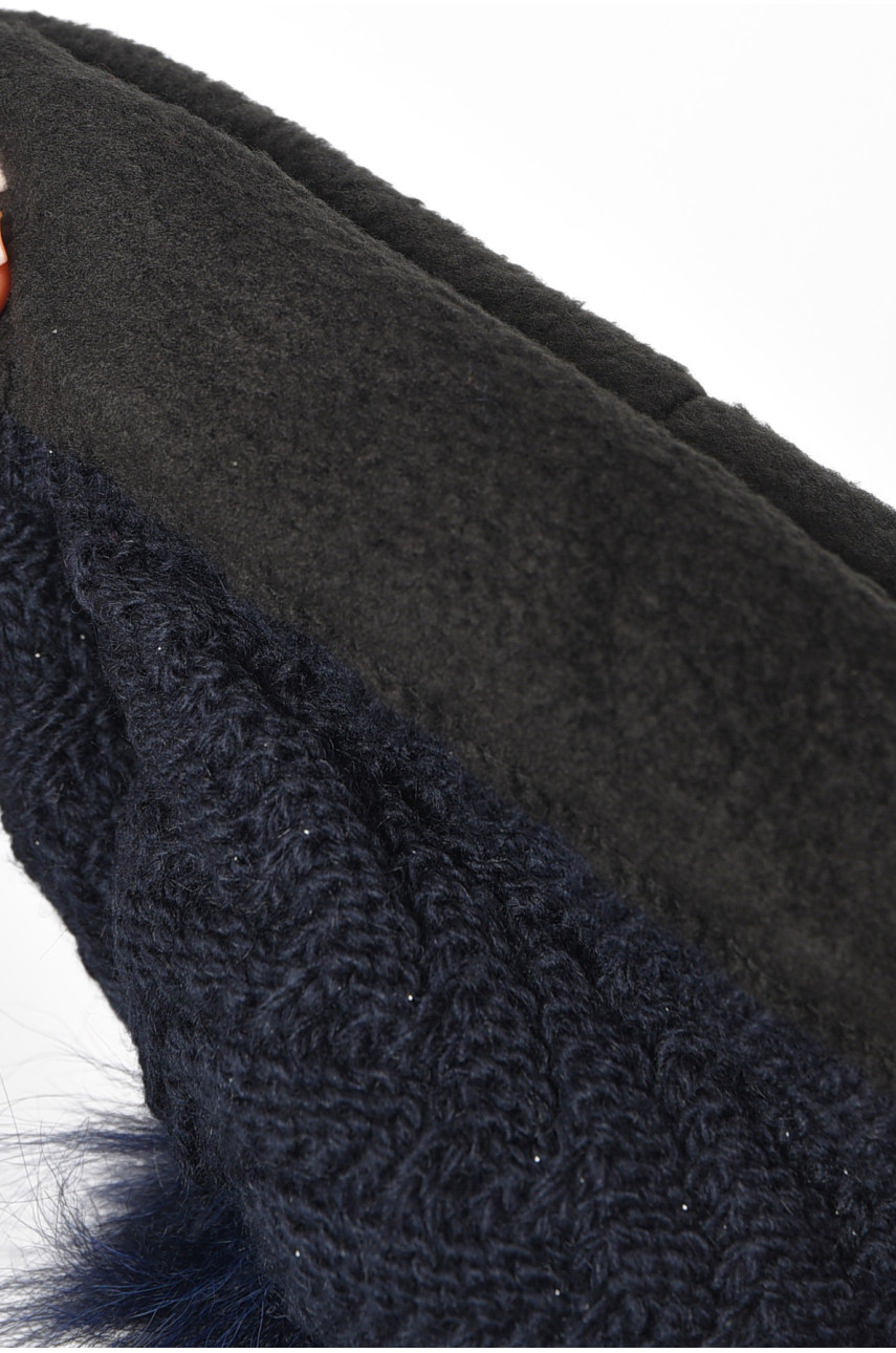 Шапка женская зимняя на флисе однотонная с бубоном темно-синего цвета 188218 Шапка женская зимняя на флисе однотонная с бубоном темно-синего цвета 188218