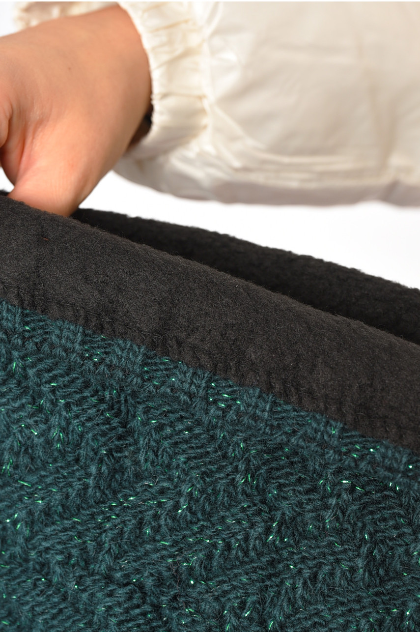 Шапка женская зимняя на флисе однотонная с бубоном зеленого цвета 188221 Шапка женская зимняя на флисе однотонная с бубоном зеленого цвета 188221