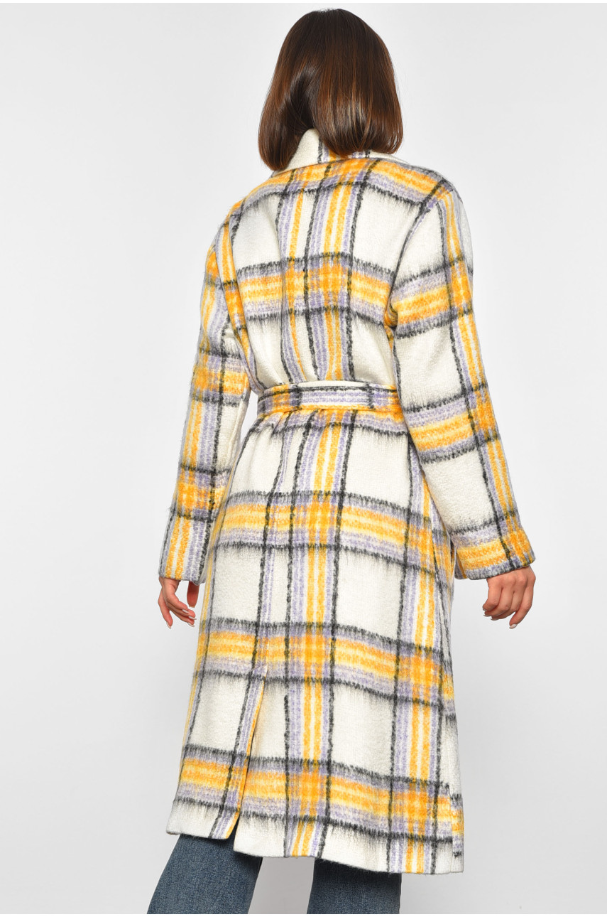 Пальто жіноче жовтого кольору в клітинку 188226 Пальто жіноче жовтого кольору в клітинку 188226