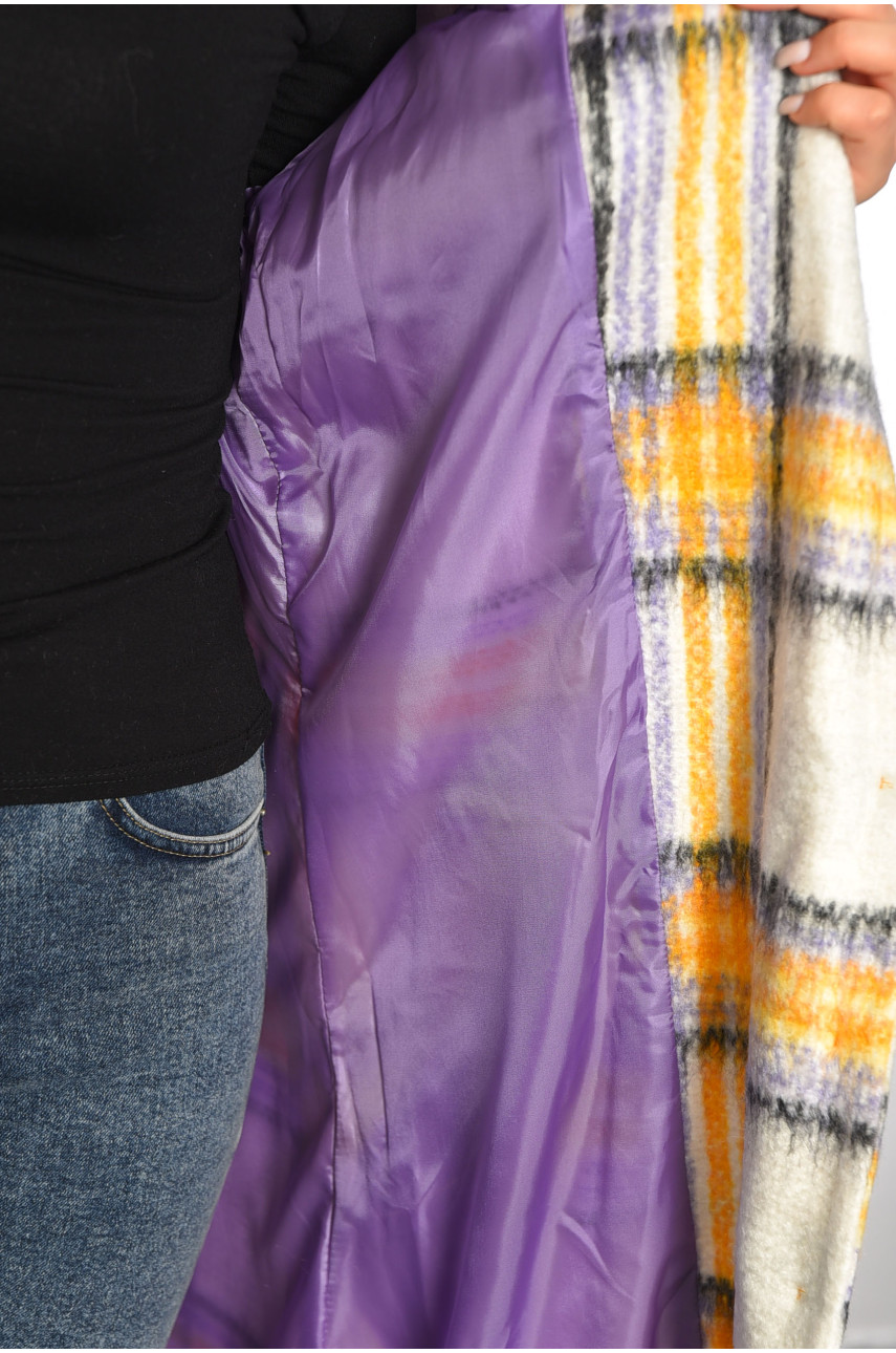 Пальто жіноче жовтого кольору в клітинку 188226 Пальто жіноче жовтого кольору в клітинку 188226