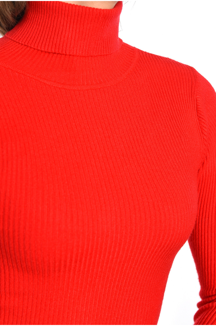 Гольф жіночий однотонний червоного кольору 188244