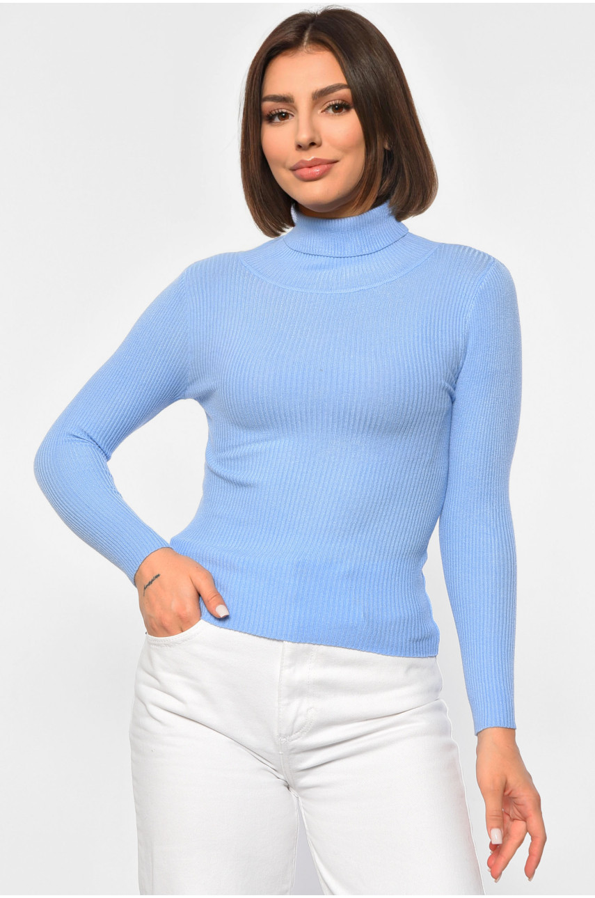 Гольф жіночий однотонний блакитного кольору 188246