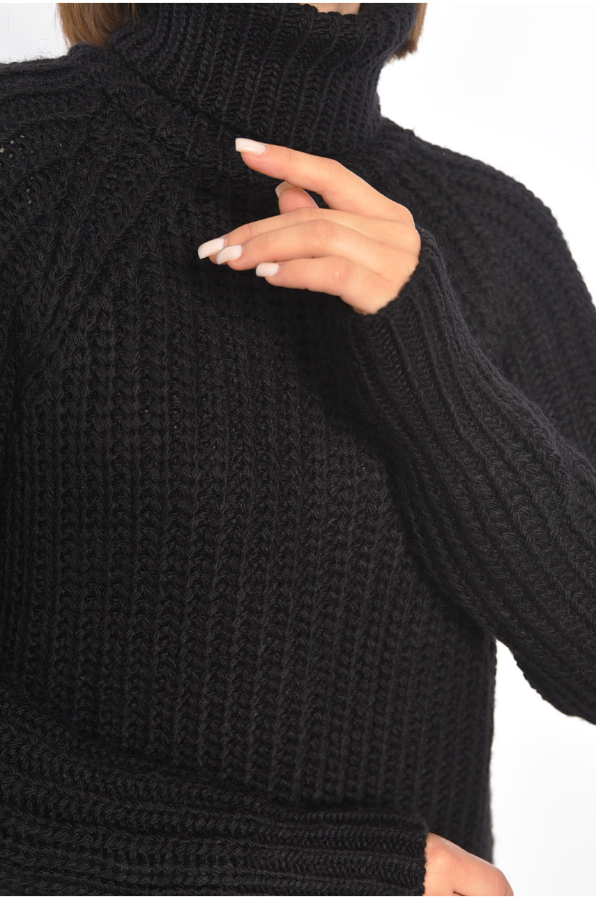 Туника женская вязаная черного цвета 188249 Туника женская вязаная черного цвета 188249