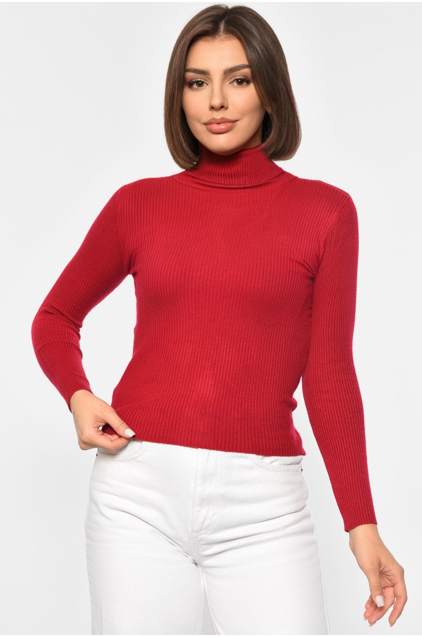 Гольф жіночий однотонний бордового кольору 188251